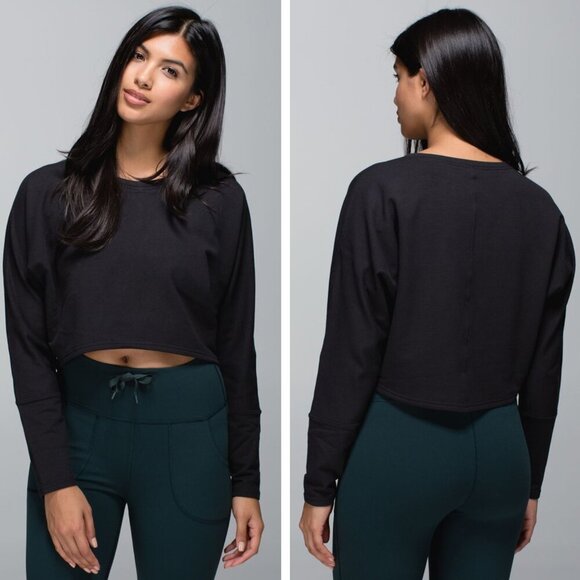Lululemon Oh Hey Pullover Cropped Sweater/ Black - 27589 - Picture 1 of 11